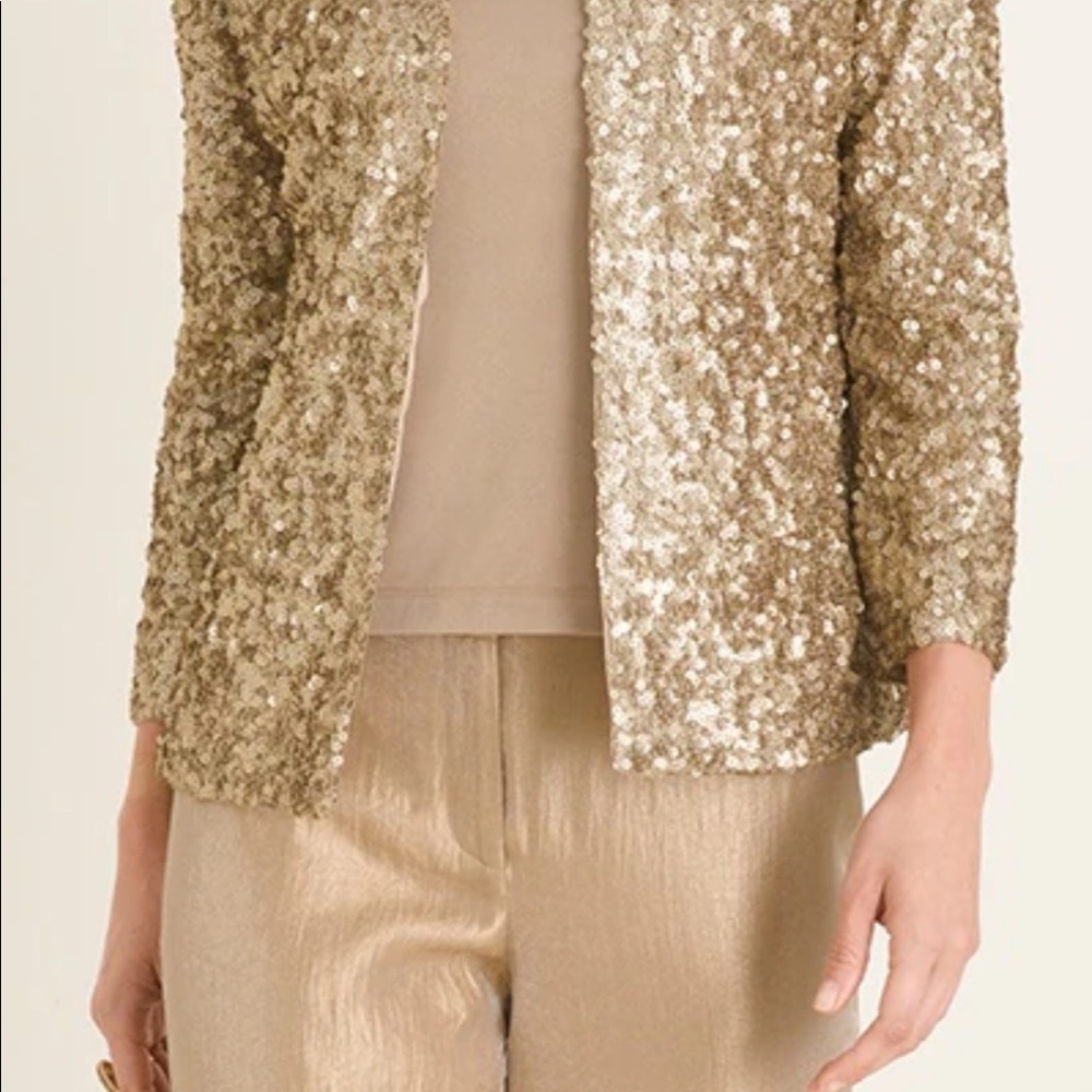NWOT CHICO’S Travelers Collection Gold Sequin Jacket-Sold out online!
